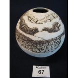 Vintage 1970s Peter Travis Australian, spherical Studio Pottery vase. (B.P. 24% incl.