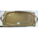 Joseph Sankey & Sons Art Nouveau design two handled brass beaten tray. (B.P. 24% incl.