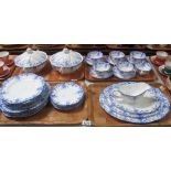 Four trays of Shelley bone china 272101 'Dainty blue' dinnerware items to include; lidded tureens,