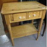 Modern natural pine two drawer side table with under tier. (B.P. 24% incl.