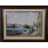 Newlyn Harbour 1934, indistinctly signed, watercolours. Framed and glazed. (B.P. 24% incl.