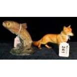 Royal Crown Derby standing fox, together with a Beswick 1390 trout. (2) (B.P. 24% incl.