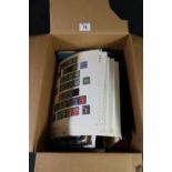 Box with All World selection of stamps in albums, stockbooks, on pages, in packets etc.