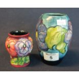 Moorcroft pottery tube lined ovoid flowerhead vase,