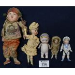 Miniature and other German porcelain dolls, together with an oriental doll. (B.P. 24% incl.