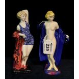 Two Royal Doulton bone china figurines to include; 'The Bather' HN4244 and 'The Swimmer' HN4246,