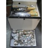 Four box files containing assorted silver plated flatware cutlery. (B.P. 24% incl.