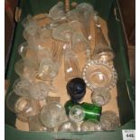 Box of assorted glassware to include; various drinking glasses, decanters and stoppers,