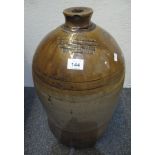 Vintage stoneware flagon marked: Brooke Turner Wine and Spirit Merchant, Peter's Street,