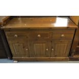 Modern pine sideboard having three drawers on a platform base. (B.P. 24% incl.