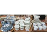 Tray of Tuscan china enamelled woodland design teaware,