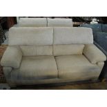 Good quality modern beige upholstered three piece suite comprising two large sofas. (2) (B.P.