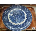 A pair of Wedgwood Farrara blue and white transfer printed chargers. (B.P. 24% incl.
