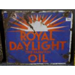 Vintage double sided enamel sign 'Royal Daylight the paraffin oil'. (B.P. 24% incl.