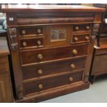 Victorian mahogany Scotch chest having bevelled mirrored hat cupboard with an arrangement of