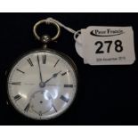 W.R. Jones, Aberystwyth, open faced silver pocket watch. (B.P. 24% incl.