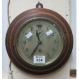 19th Century oak framed, single train wall clock. (B.P. 24% incl.