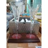 The Millennium collection 'A Toast to the year 2000' set of two toasting champagne flutes on stand