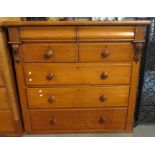 Victorian oak straight front chest of two short and three long drawers. (B.P. 24% incl.