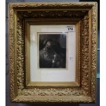 Black and white etching of Rembrandt by H.C. Shenton. Framed in foliate gilt frame and glazed. (B.