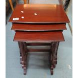 Small mahogany nest of three tables with simulated bamboo legs. (B.P. 24% incl.