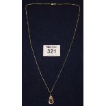 A red stone pendant on 18ct gold chain, 5.9g approx. (B.P. 24% incl.
