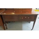 Edwardian mahogany sideboard on square tapering legs and casters. (B.P. 24% incl.