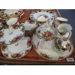 Two trays of Royal Albert Old Country Roses bone china teaware, various to include; teapot, cups,