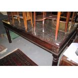 Unusual Middle Eastern stained and copiously carved wooden dining table,