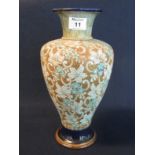 Royal Doulton Slater's patent vase of baluster form with stylised, enamelled flowerheads,