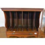 Edwardian mahogany canterbury with six compartments and fitted drawer. (B.P. 24% incl.