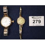 Two yellow metal ladies wristwatches. (2) (B.P. 24% incl.