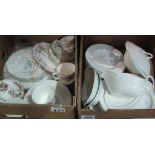 Two boxes of assorted china to include; Royal Albert bone china 'Horizons' dinnerware including;