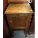 Early 20th Century oak pot cupboard on barley twist supports. (B.P. 24% incl.