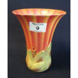 Royal Worcester Art Deco style faceted tapering vase with impressed moulded foliate motifs to the