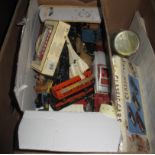 Box of Tri-ang Hornby 00 gauge rolling stock, together with another box of diecast vehicles,