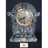 Waterford crystal quartz mantel clock of Art Deco design, stepped base. (B.P. 24% incl.