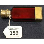 Samson Mordan gilt, silver mounted cranberry scent bottle with vinaignette. (B.P. 24% incl.