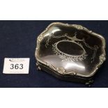 Silver and tortoiseshell inlaid jewellery casket with Classical urn and swag decoration,