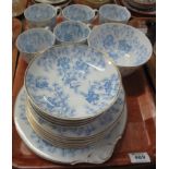 19 piece Royal China works Worcester blue and white foliate tea set. (B.P. 24% incl.