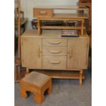 Mid 20th Century pale oak set of matching items to include; sideboard, telephone table,
