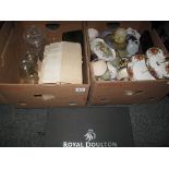 Two boxes of assorted items to include; boxed Royal Doulton place mats, glass ramikins,