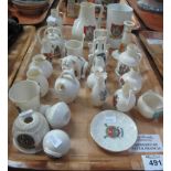 Tray of assorted crested ware including;
