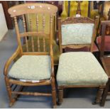 Early 20th Century beech spindle back rocking armchair.