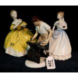 Three Royal Doulton bone china figurines to include; 'The Last Waltz' HN2315,