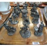 Set of twelve fine pewter figurines to include: The Chimney Sweep; The Newsman; The Strawberry Girl;