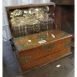 Victorian oak and brass mounted three section tantalus. (B.P. 24% incl.