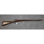 19th Century double barrelled muzzle loading percussion sporting gun with Damascus barrels,