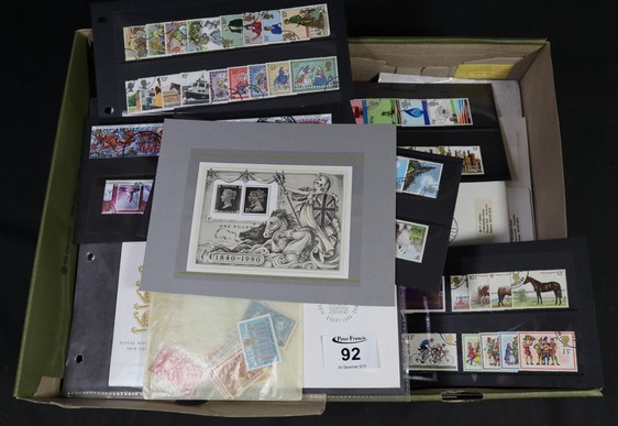 Shoebox of All World stamps on cards, in packets, First Day Covers etc. (B.P. 24% incl.