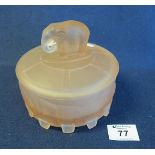 Unusual Art Deco style moulded glass dressing table jar and cover,